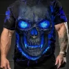 Men's Street Casual Skull Print Plus Size Short Sleeve T-shirt