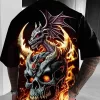 Men's Street Casual Skull Dragon Print Plus Size Short Sleeve T-shirt