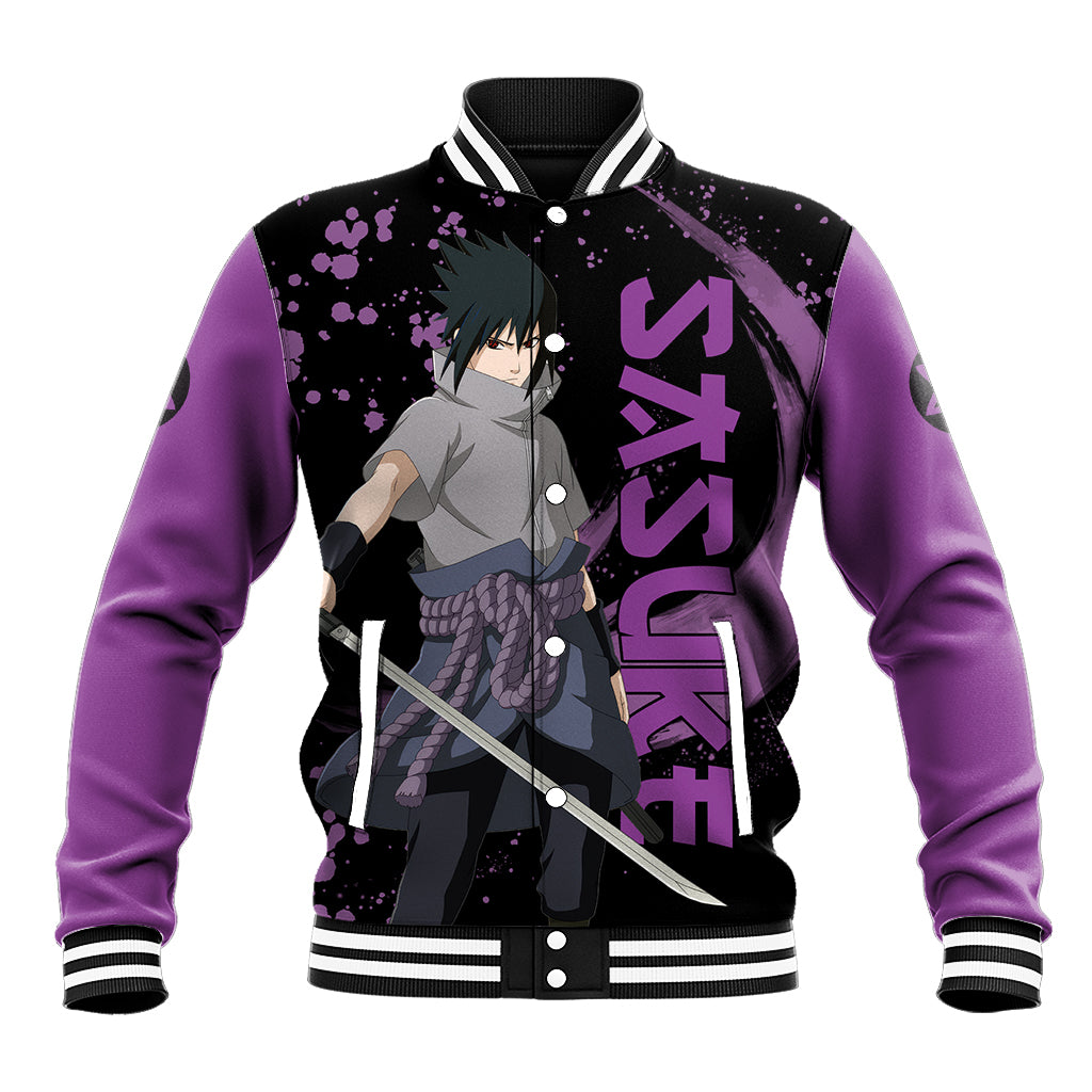 Uchiha Sasuke Sharingan Eyes Anime Varsity Jacket Naruto - HookTab.com