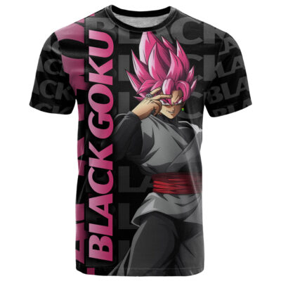 Black Goku T Shirt Anime Mix Text Pattern Abstract Style