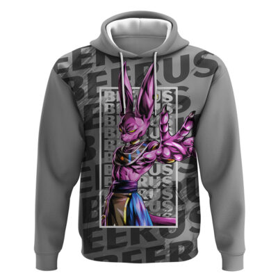 Beerus Dragon Ball Hoodie Anime Mix Text Pattern Abstract Style