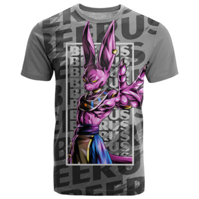Beerus Dragon Ball T Shirt Anime Mix Text Pattern Abstract Style