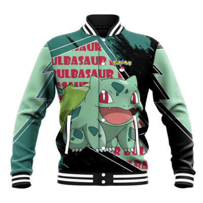 Bulbasaur - Pokemon Anime Varsity Jacket Grunge Pattern Style