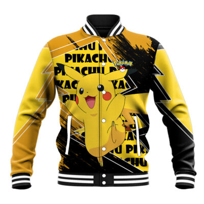 Pikachu - Pokemon Anime Varsity Jacket Grunge Pattern Style