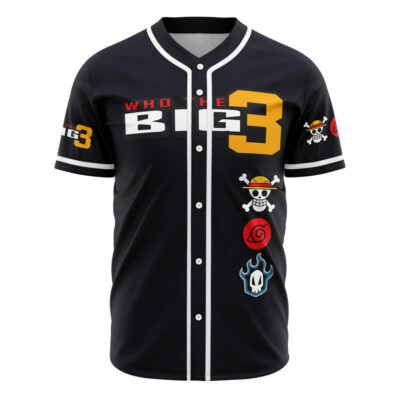 Hooktab 3D Printed Who The Big 3 V1 Men's Short Sleeve Anime Baseball Jersey