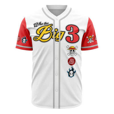 Hooktab 3D Printed Who The Big 3 V2 Men's Short Sleeve Anime Baseball Jersey