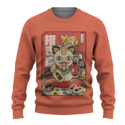 Meowth Pokemon Japanese Art Ugly Christmas Sweater