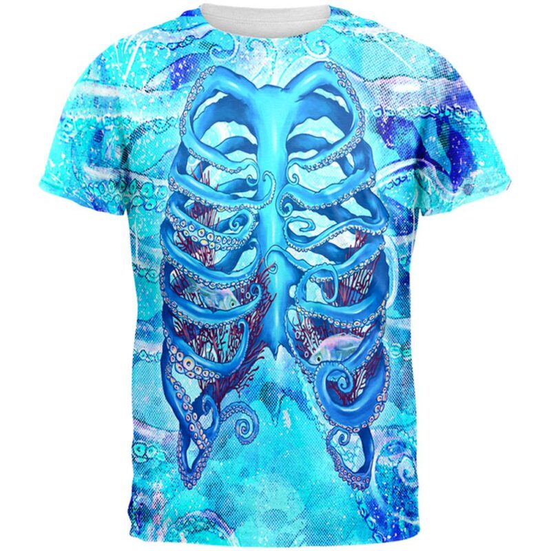 Halloween Costume Octopus Kraken Skeleton Mens T-shirt, Costume T-shirt