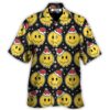 Christmas Smile Happy Face With Santa Hat - Hawaiian Shirt