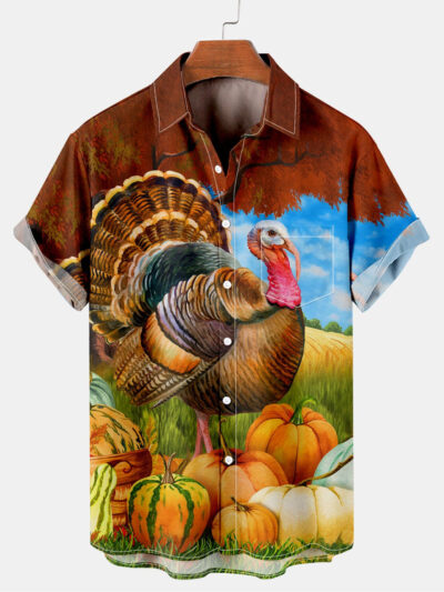 Thanksgiving Day Turkey Pumpkin Art - Hawaiian Shirt