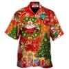 Santa Claus Drinking Christmas Tree Red Light - Hawaiian Shirt