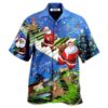 Christmas Jumping On Musical Instrument In Blue - Hawaiian Shirt