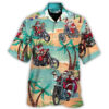 Christmas In July Driving With Santa Claus On Summer Beach - Hawaiian Shirt