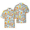 Oktoberfest Beer Pretzels Sausage Blue Checkered Pattern Aloha Hawaiian Shirts