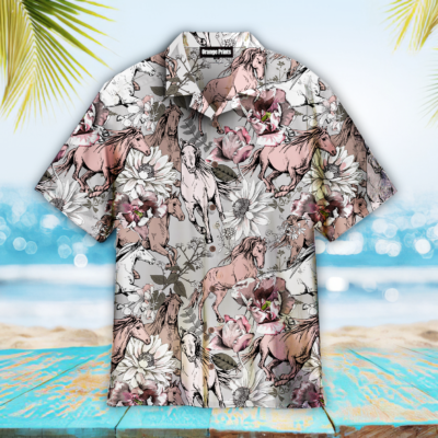 Floral Horses - Hawaiian Shirt For Men & Women