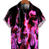 Casual Light Pink Flame Skull Print Aloha Shirt