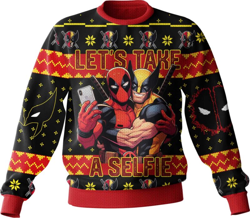 Deadpool and Wolverine Let's Take A Selfie Ugly Sweater