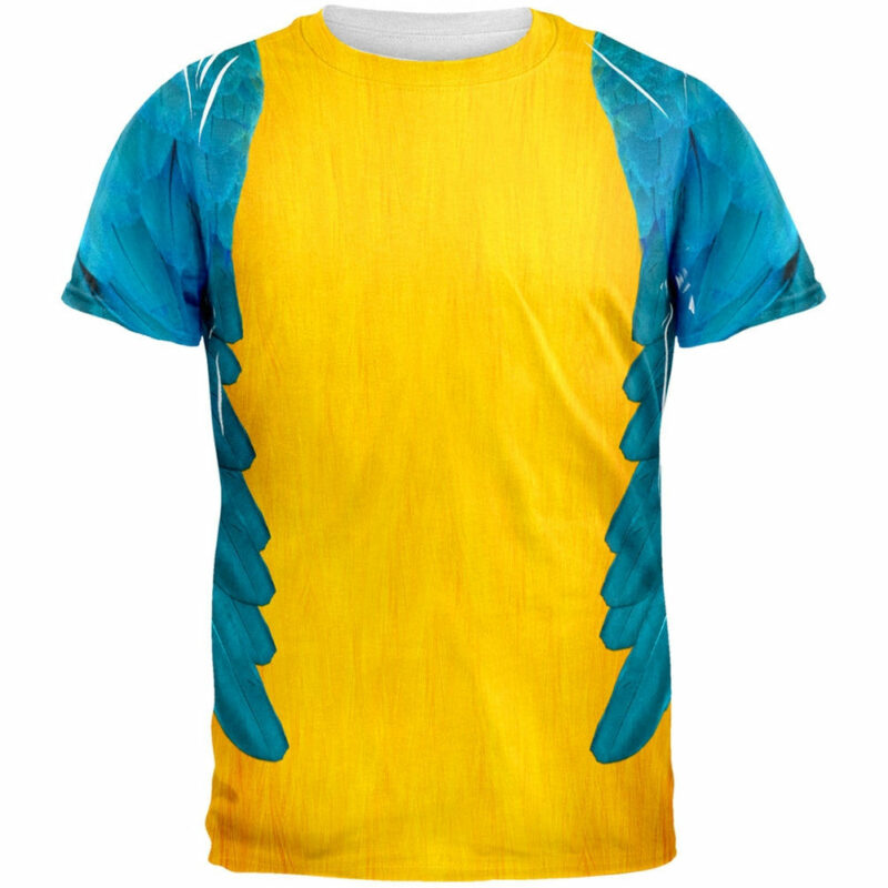 Halloween Blue & Yellow Parrot Macaw T-shirt, Costume T-shirt