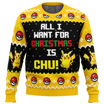 All I Want Pikachu Pokemon Ugly Christmas Sweater