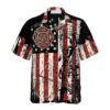 Black American Flag Fire Dept Firefighter Hawaiian Shirt For Men