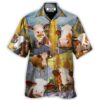 Cow Funny In The Australian Landscape Cattle Art Style - Hawaiian Shirt