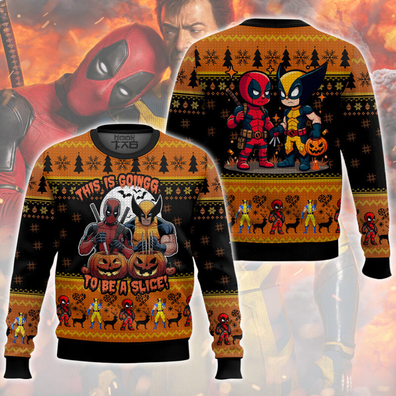 Deadpool Wolverine Halloween Ugly Sweater