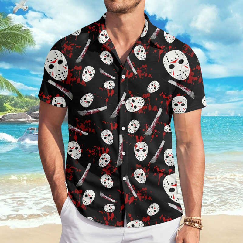 Jason Voorhees Hawaiian Shirt, Friday the 13th Hawaiian Shirt, Halloween Hawaiian Shirt