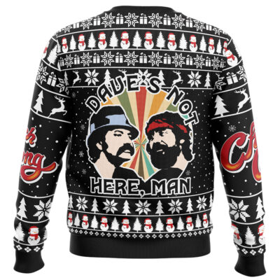 Dave's Not Here Man Cheech and Chong Ugly Christmas Sweater