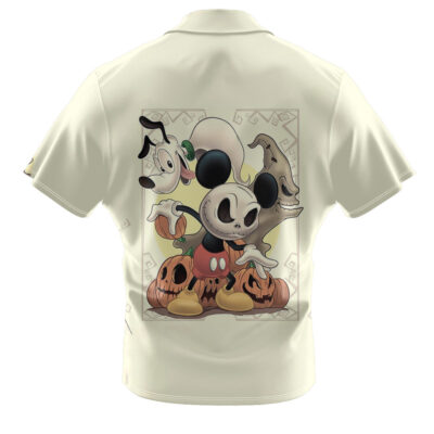 Mickey Mouse Cosplay Jack Skellington and Oogie Boogie Hawaiian Shirt, The Nightmare Before Christmas Hawaiian Shirt, Disney Halloween Hawaiian Shirt, Halloween Hawaiian Shirt