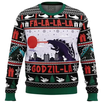 FaLaLaLa Godzil-La Godzilla Ugly Christmas Sweater