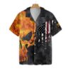 Firefighter And Flame Skull Cross Axes Ripped Hawaiian Shirt