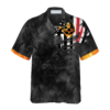 Firefighter Golden Skull And Ripped American Flag Black And Gold Hawaiian Shirt