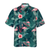 Flamingo Tropical Leaves Palm Hawaiian Shirt