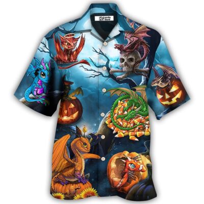 Halloween Dragon Pumpkin Scary Sky Night - Hawaiian Shirt