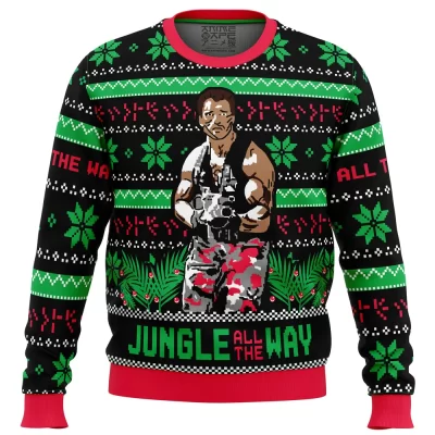 Jungle All The Way Arnold Schwarzenegger Ugly Christmas Sweater