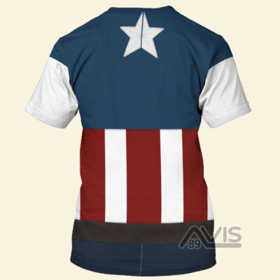 Marvel Captain America Stars Stripes USO The First Avenger Cosplay Costume, Costume T-shirt