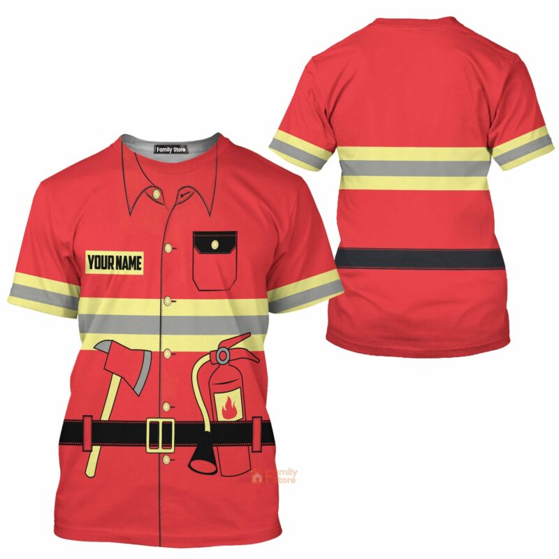 Personalized Firefighter Uniform All Over Print T-shirt, Costume T-shirts