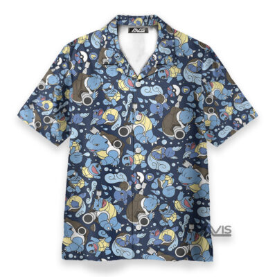 Blastoise Wartortle Squirtle Pokemon Pattern Hawaiian Shirt