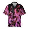 Pink Flames And Skulls In The Dark Hawaiian Shirt