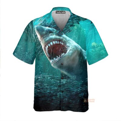 Ocean Shark Chest Pocket Short Sleeve Hawaiian Shirt