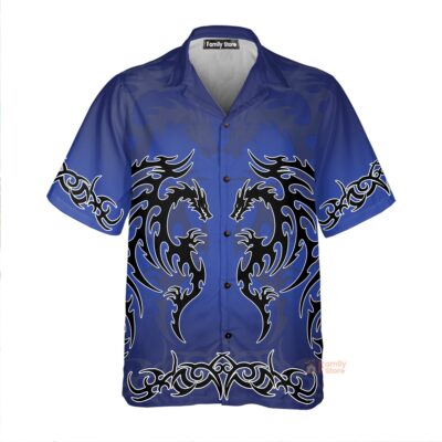 Blue Tribal Dragon Hawaiian Shirt