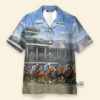 Kentucky Derby Horse Racing Blue Hawaiian Shirt