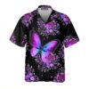 Purple Beautiful Butterfly Flowers Aloha Hawaiian Shirts For Men, Women