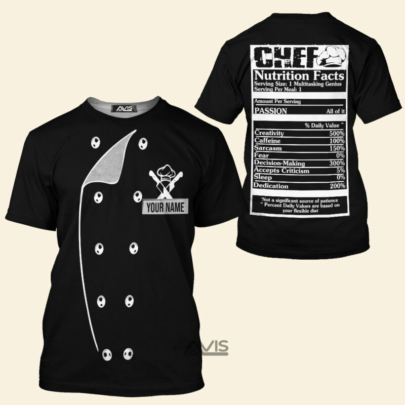 Chef Black Uniform T-shirt - Personalized T-Shirt