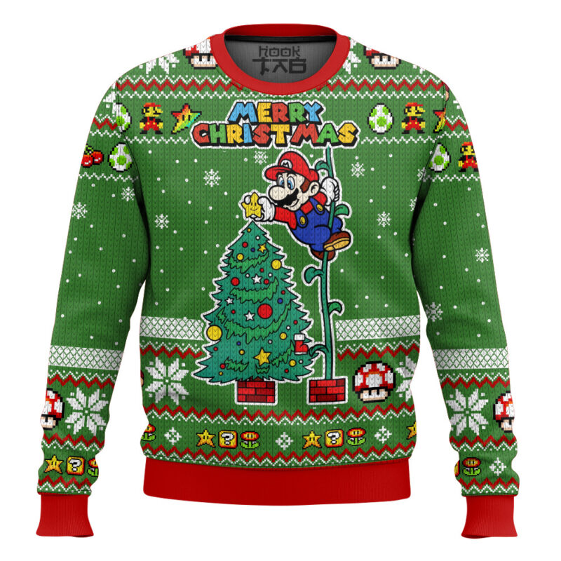 Super Mario Christmas Tree Ugly Sweater