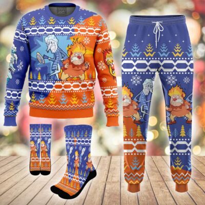 Heat and Snow Miser The Year Without a Santa Claus Ugly Christmas Sweater