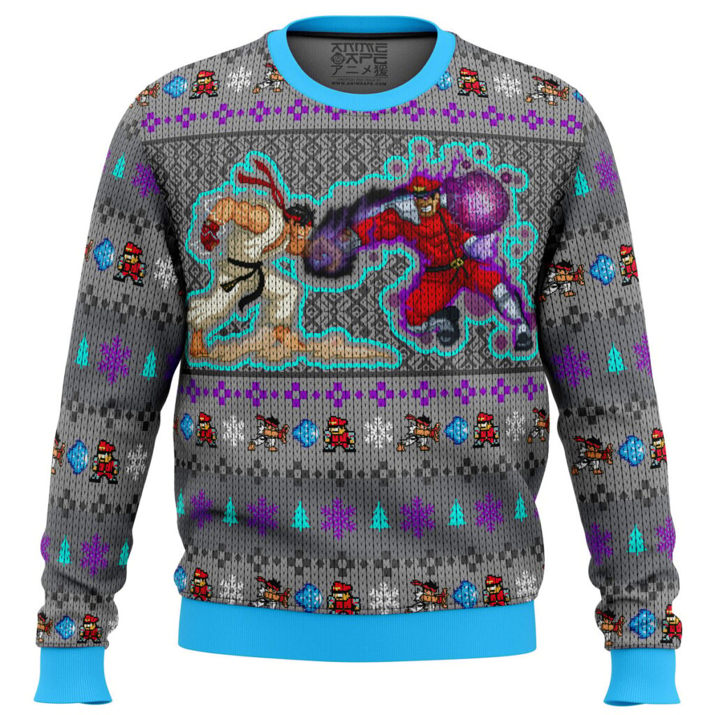 Street Fighter Ryu Vs. M. Bison Ugly Christmas Sweater