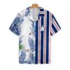 Stripe Pattern Texas Flag Bluebonnet, Button Down Floral And Flag Hawaiian Shirt