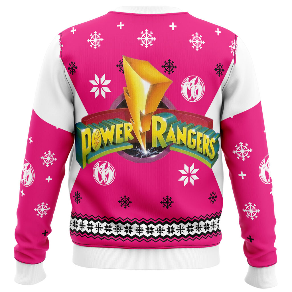 Mighty Morphin Power Rangers Pink Ugly Christmas Sweater