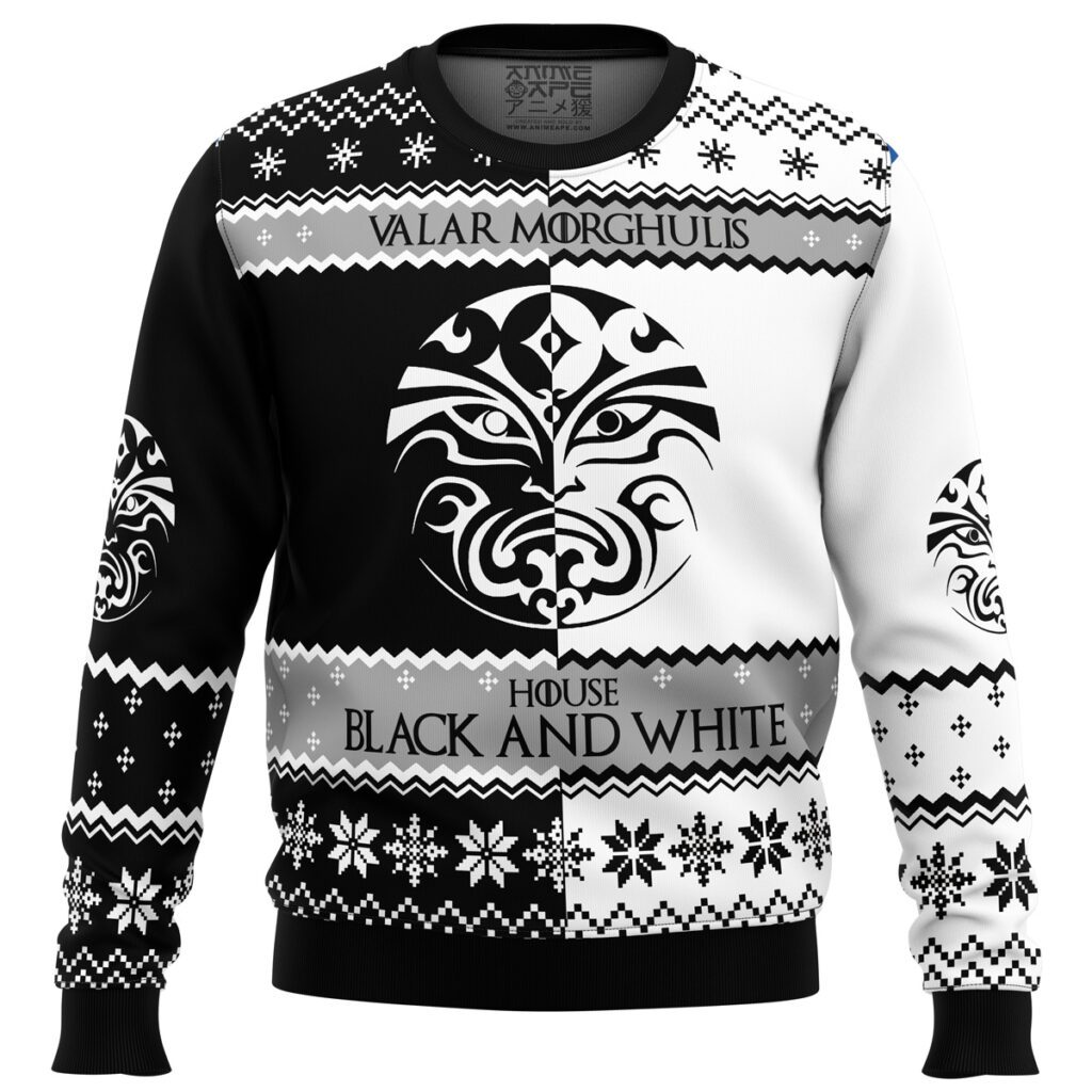 Game of Thrones House Black and White Ugly Christmas Sweater